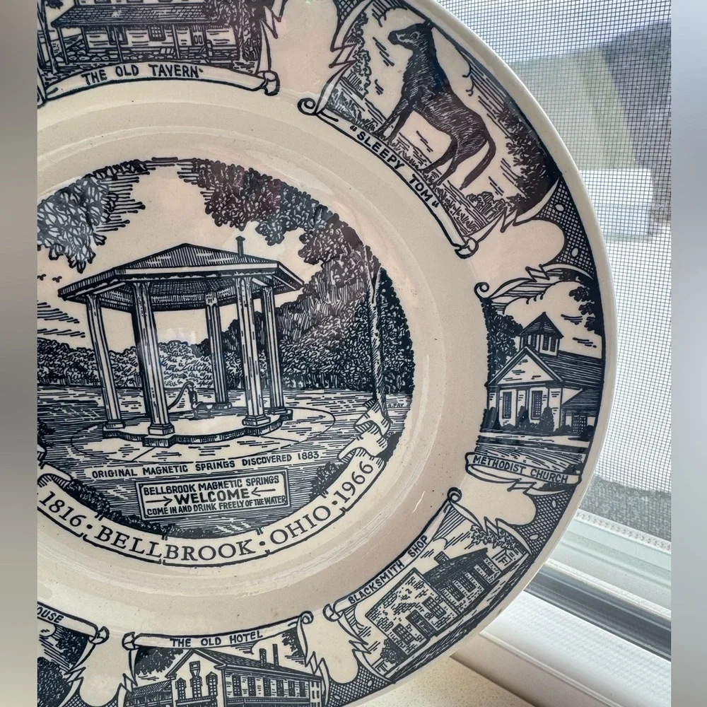 Bellbrook Ohio Vintage Commemorative Plate - Blue and White